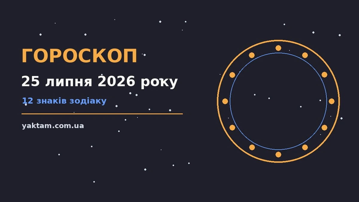 Гороскоп на 25 липня 2026 року: що варто врахувати для роботи, дому й кохання