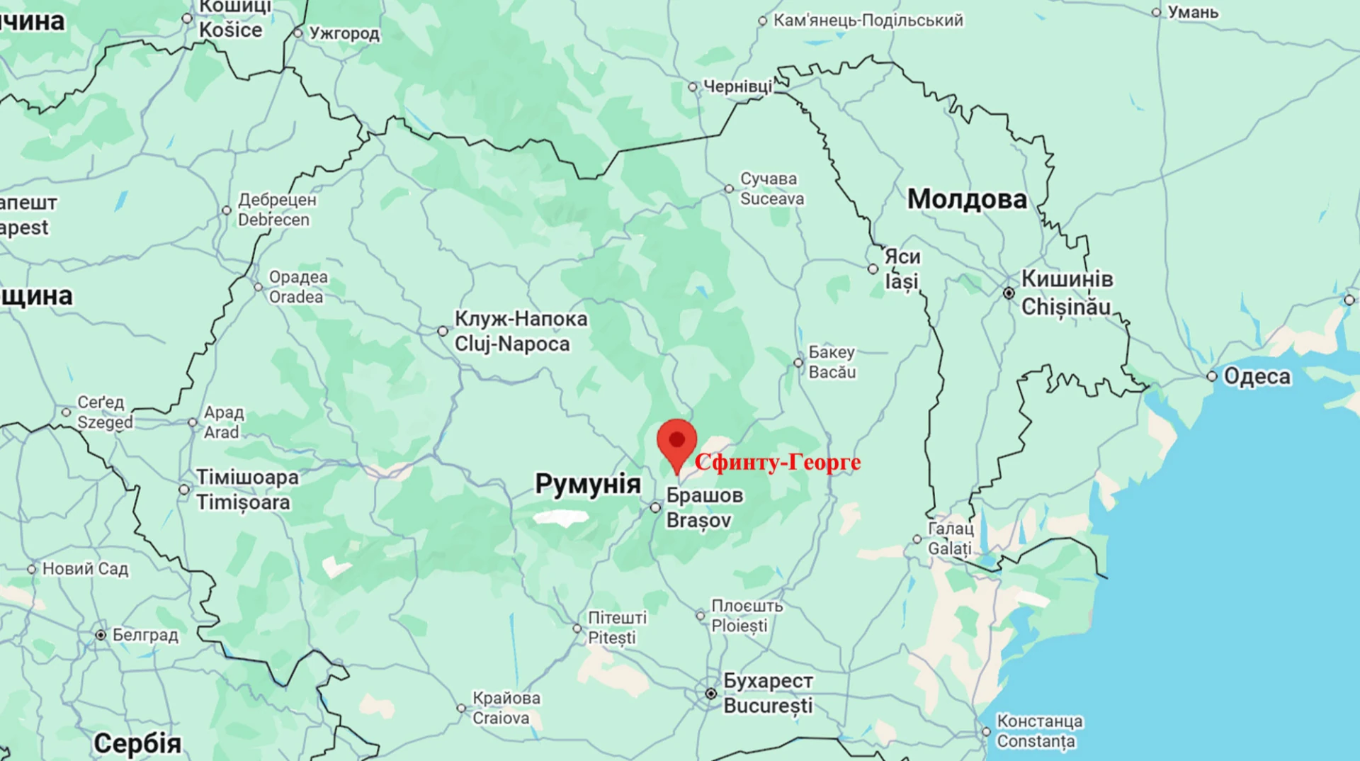 Місто Сфинту-Георге на мапі