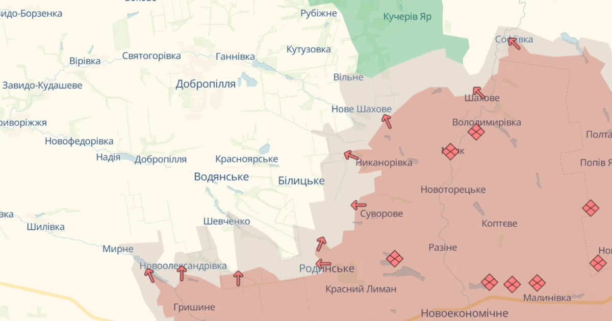 Лінія боєзіткнення на карті DeepState станом на 26 липня 2026 року