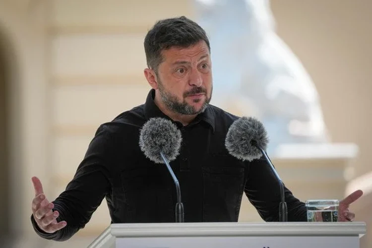 Студія Sky News під час інтерв'ю з президентом України