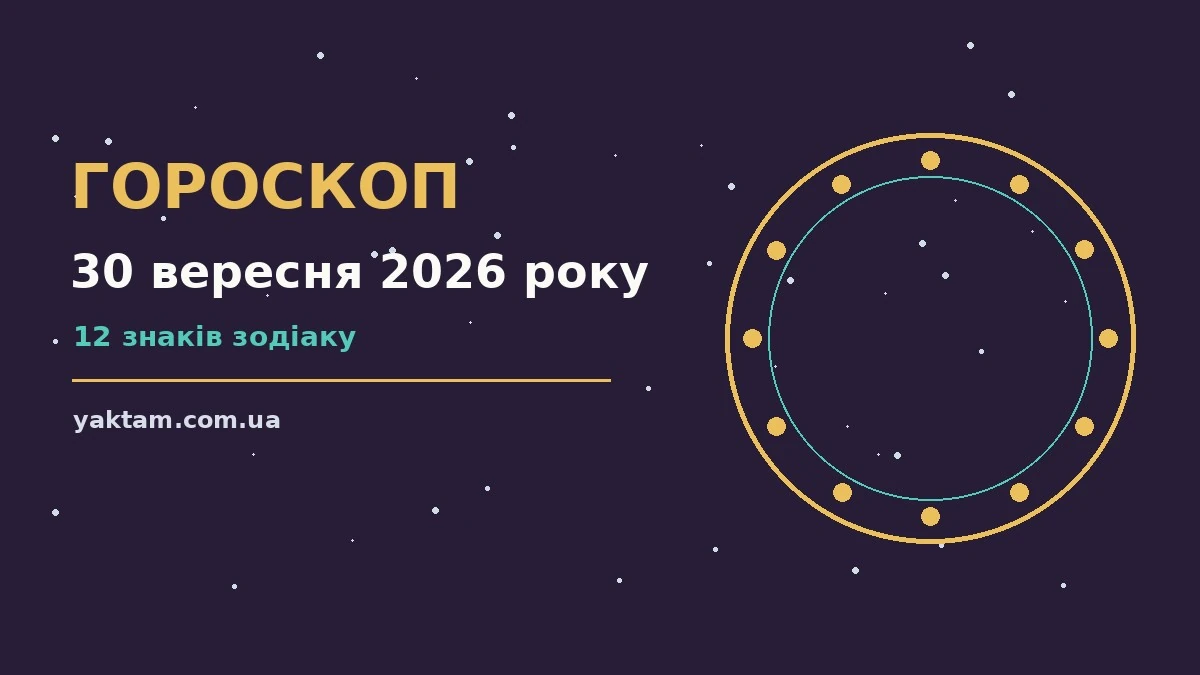 Гороскоп на 30 вересня 2026 року: що варто врахувати для роботи, дому й кохання