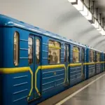 Пошкоджена наземна станція метро в Києві та аварійні бригади на червоній лінії метрополітену